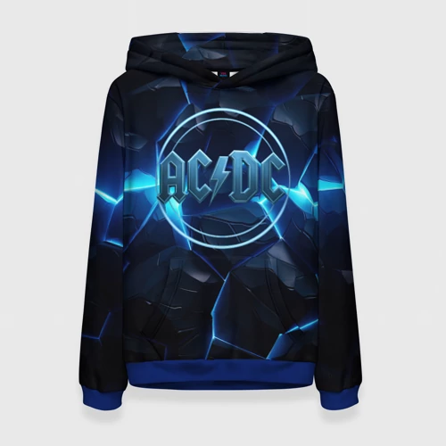 Женская толстовка 3D с принтом ACDC ледяная текстура, вид спереди #2