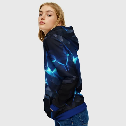 Женская толстовка 3D с принтом ACDC ледяная текстура, вид сбоку #3