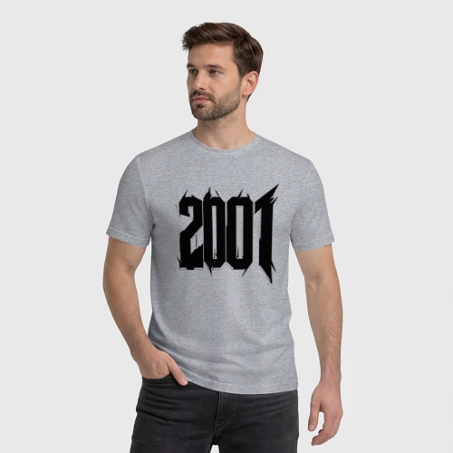 Мужская футболка хлопок с принтом Мощный 2001, фото на моделе #1