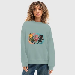 Женский свитшот oversize без начеса хлопок Шпионская стая - фото 2