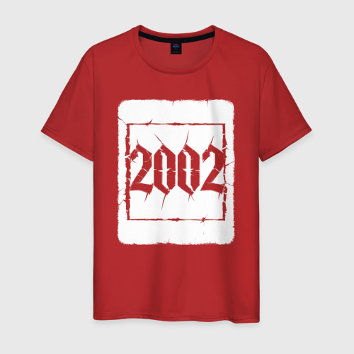 Мужская футболка хлопок с принтом Гранжевый символ 2002, вид спереди #2