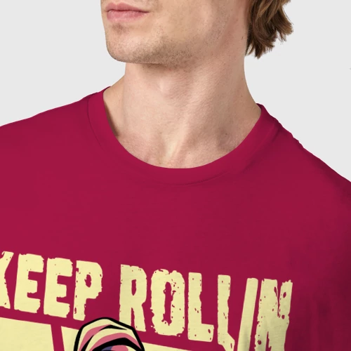 Мужская футболка хлопок с принтом Keep Rollin, скейтборд, фото #4