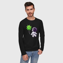 Мужской лонгслив хлопок Космонавт и вирус - фото 2