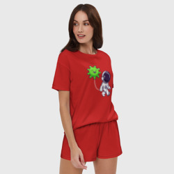 Женская пижама с шортиками хлопок Космонавт и вирус - фото 2