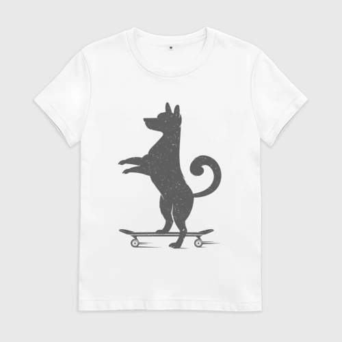 Женская футболка хлопок с принтом Skater dog, вид спереди #2