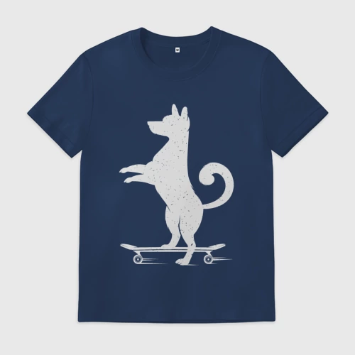 Мужская футболка хлопок с принтом Dog skater, вид спереди #2