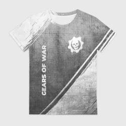 Женская футболка 3D Gears of War - grey gradient вертикально