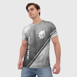 Мужская футболка 3D Gears of War - grey gradient вертикально - фото 2