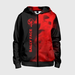 Детская толстовка 3D на молнии Sally Face - red gradient по-вертикали