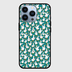 Чехол для iPhone 13 Pro Злой гусь узор