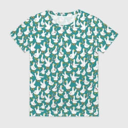 Женская футболка 3D Злой гусь узор