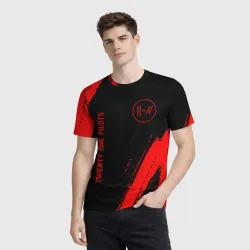 Мужская футболка 3D Twenty One Pilots - red gradient вертикально - фото 2