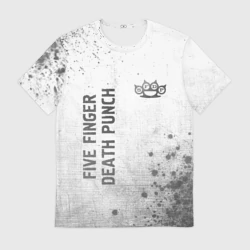 Мужская футболка 3D Five Finger Death Punch - white gradient вертикально
