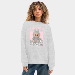 Женский свитшот oversize без начеса хлопок Лабубу милый монстр - фото 2