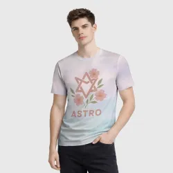 Мужская футболка 3D Astro логотип с цветочками - фото 2