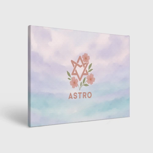 Холст прямоугольный Astro логотип с цветочками