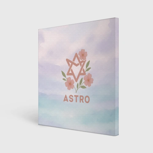 Холст квадратный Astro логотип с цветочками