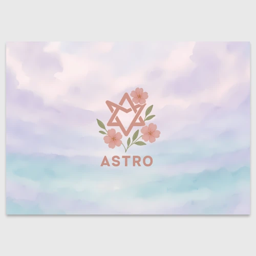 Поздравительная открытка Astro логотип с цветочками