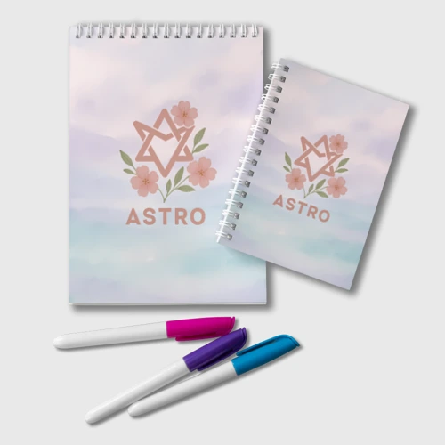 Блокнот Astro логотип с цветочками