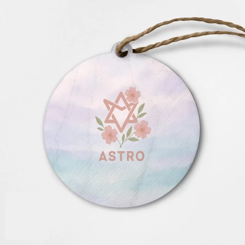 Деревянная игрушка круг Astro логотип с цветочками