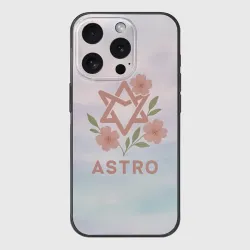 Чехол для iPhone 15 Pro силиконовый с защитой камеры Astro логотип с цветочками