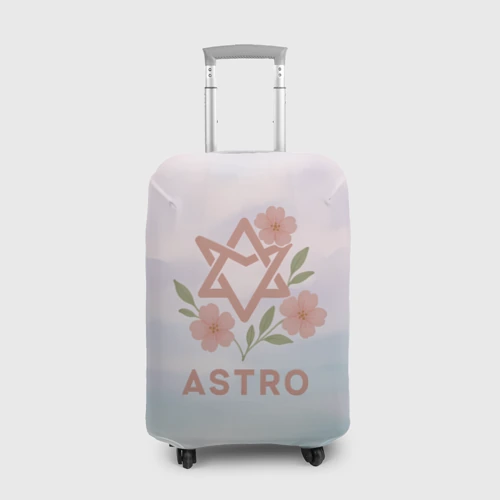 Чехол для чемодана 3D Astro логотип с цветочками