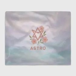 Плед 3D Astro логотип с цветочками
