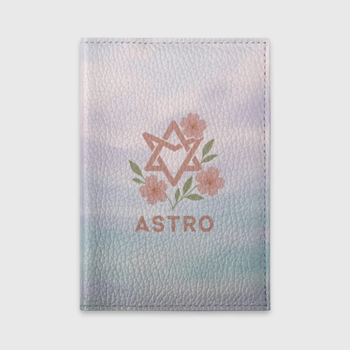 Обложка для автодокументов Astro логотип с цветочками