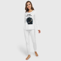 Женская пижама с лонгсливом хлопок Котика кормили - фото 2