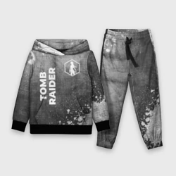Детский костюм с толстовкой 3D Tomb Raider - grey gradient вертикально