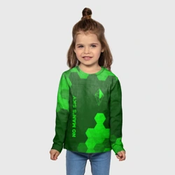 Детский лонгслив 3D No Man's Sky - green gradient вертикально - фото 2