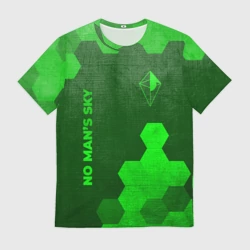 Мужская футболка 3D No Man's Sky - green gradient вертикально