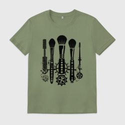 Мужская футболка хлопок Инструменты визажиста стимпанк