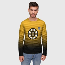 Мужской лонгслив 3D Бостон Брюинз - геометрический градиент - фото 2