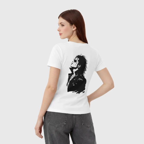 Женская футболка хлопок с принтом Силуэт Майкла Джексона, вид сзади #2