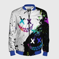 Мужской бомбер 3D Неоновые брызги - жуткие улыбки