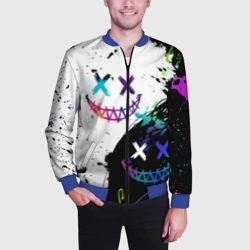 Мужской бомбер 3D Неоновые брызги - жуткие улыбки - фото 2