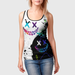 Женская майка 3D Неоновые брызги - жуткие улыбки - фото 2