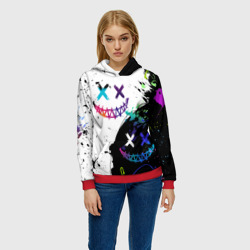 Женская толстовка 3D Неоновые брызги - жуткие улыбки - фото 2