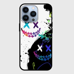 Чехол для iPhone 13 Pro Неоновые брызги - жуткие улыбки