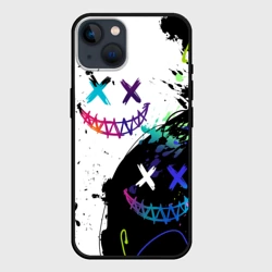 Чехол для iPhone 14 Неоновые брызги - жуткие улыбки