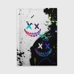 Обложка для автодокументов Неоновые брызги - жуткие улыбки