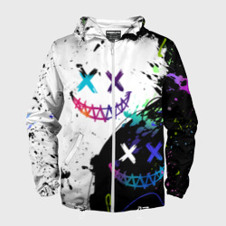 Мужская ветровка 3D Неоновые брызги - жуткие улыбки