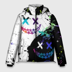 Мужская зимняя куртка 3D Неоновые брызги - жуткие улыбки