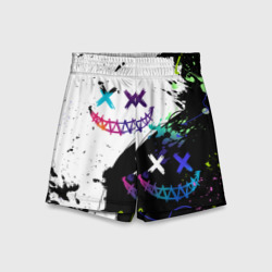 Детские спортивные шорты 3D Неоновые брызги - жуткие улыбки