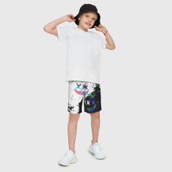 Детские спортивные шорты 3D Неоновые брызги - жуткие улыбки - фото 2