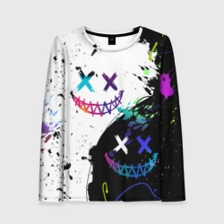 Женский лонгслив 3D Неоновые брызги - жуткие улыбки