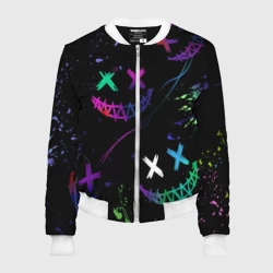Женский бомбер 3D Неновые краски - лица крипи смайл