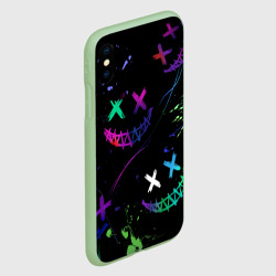 Чехол для iPhone XS Max матовый Неновые краски - лица крипи смайл - фото 2