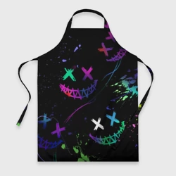 Фартук 3D Неновые краски - лица крипи смайл